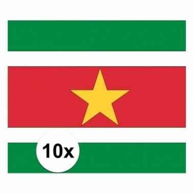 10x stuks stickers surinaamse vlag