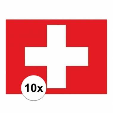 10x stuks stickers zwitserse vlag