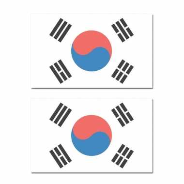 2x stuks landen vlaggen zuid korealanden thema vlaggen zuid korea 90 150 feestversiering