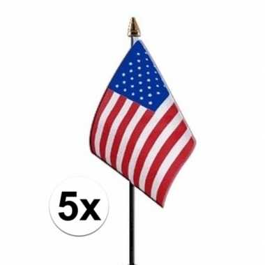 5x amerika luxe zwaaivlaggetje polyester