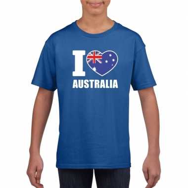 Blauw i love australie fan shirt kinderen
