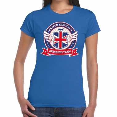 Blauw united kingdom drinking team t shirt dames
