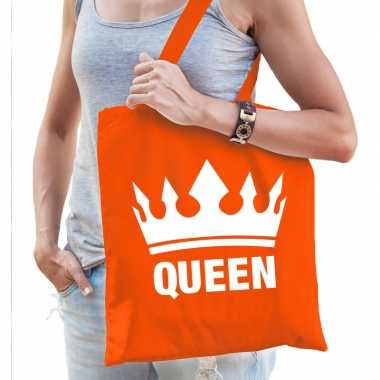 Katoenen oranje koningsdag tas dames