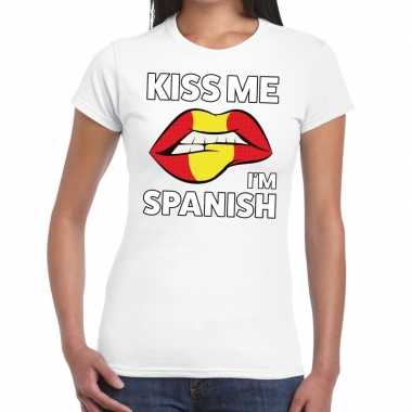 Kiss me i am spanish t shirt wit dames