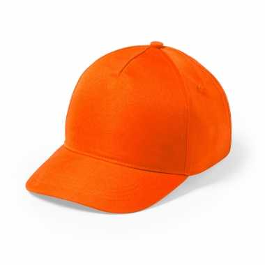 Oranje 5 panel baseballcap volwassenen