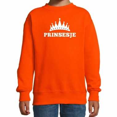 Oranje prinsesje kroon sweater meisjes
