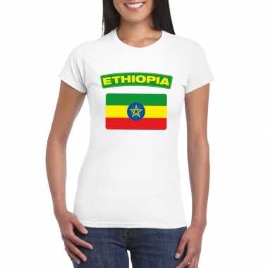 T shirt wit ethiopie vlag wit dames
