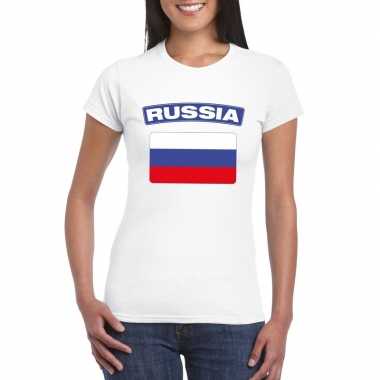 T shirt wit rusland vlag wit dames