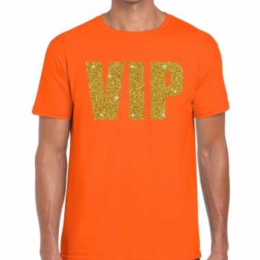 Vip glitter goud t shirt oranje heren
