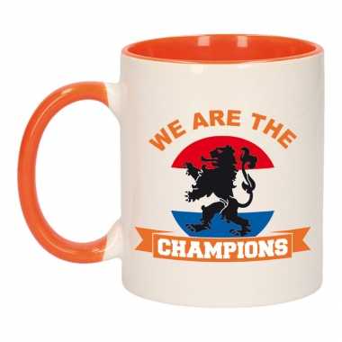 We are the champions mok/ beker oranje wit 300 ml