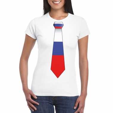 Wit t shirt rusland vlag stropdas dames