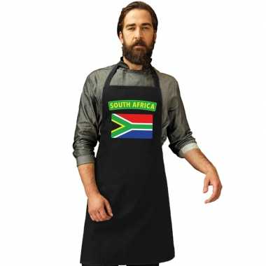 Zuid afrika vlag barbecueschort/ keukenschort zwart volwassenen