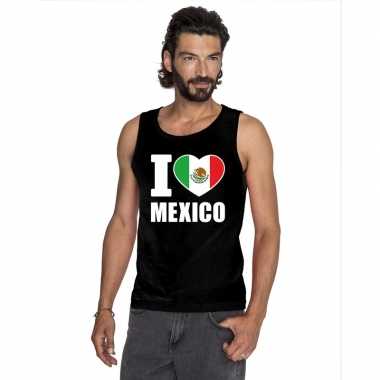 Zwart i love mexico fan singlet shirt/ tanktop heren