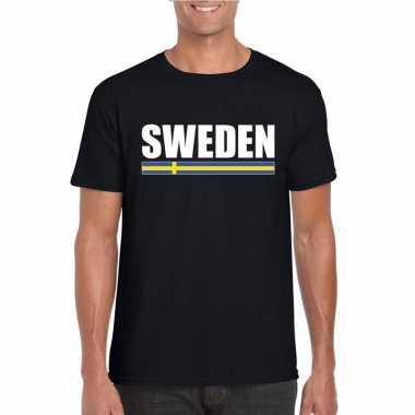 Zwart zweden supporter t shirt heren