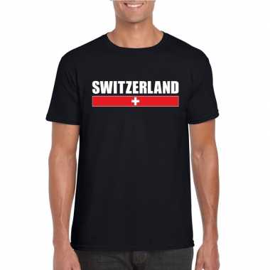 Zwart zwitserland supporter t shirt heren