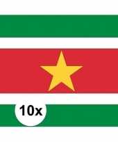 10x stuks stickers surinaamse vlag