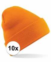 10x winter muts volwassenen oranje