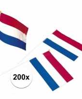 200x holland feest vlaggetjes rood wit blauw