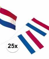25x holland feest vlaggetjes rood wit blauw