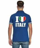 Blauw i love italie polo heren