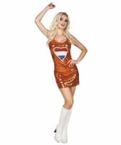 Dames glitter jurkje oranje vlag hartje