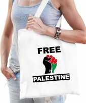 Free palestine katoenen tasje wit heren palestina tas palestijnse vlag vuist