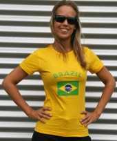 Geel dames shirtje brazilie vlag