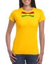 Geel t-shirt limburgse vlag strik dames
