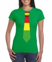 Groen t-shirt limburgse vlag stropdas dames
