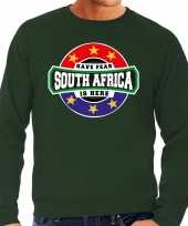 Have fear south africa is here zuid afrika supporter sweater groen heren