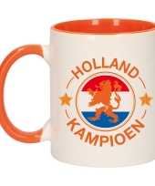 Holland kampioen leeuw mok beker oranje wit 300 ml