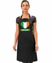 I love ierland keukenschort barbecueschort zwart volwassenen