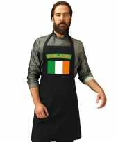Ierland vlag barbecueschort keukenschort zwart volwassenen