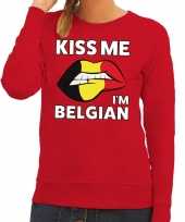 Kiss me i am belgian sweater rood dames