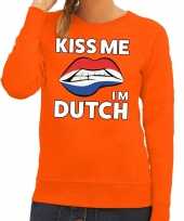 Kiss me i am dutch sweater oranje dames