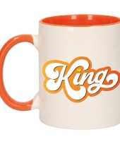 Koningsdag king kroontje mok beker oranje wit 300 ml
