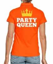 Koningsdag poloshirt party queen oranje dames