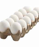 Mat witte nep eieren eierdoos 12 stuks