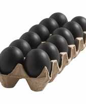 Mat zwarte nep eieren eierdoos 12 stuks