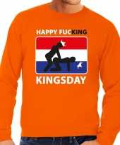 Oranje happy fucking kingsday sweater heren