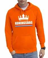 Oranje koningsdag een kroon sweater capuchon heren