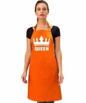 Oranje queen keukenschort bbq schort kroon heren