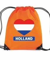 Oranje sporttas rijgkoord holland hart vlag