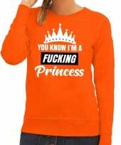 Oranje you know i am a fucking princess sweater dames