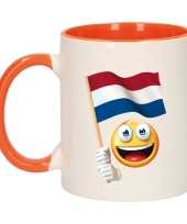 Smiley vlag nederland mok beker oranje wit 300 ml