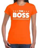 The boss tekst t-shirt oranje dames
