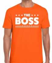 The boss tekst t-shirt oranje heren