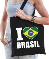 Zwarte katoenen tas i love brasil